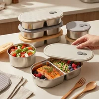 Microwave Safe 304 Stainless Steel Lunch Box Set Bento Box Kids Adult Divided Food Storage Containers Meal Prep Dishwasher Safe