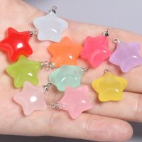 Wholesale 10pcs/lot Multicolor Acrylic Star Charm Pendant For DIY Bracelets Necklaces Earrings Jewelry Making Keychain 20x17.5mm