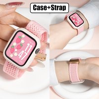 Candy Silicone Case+Strap For Apple Watch Bands 46mm 49mm 44mm 42mm 41mm 40mm 38mm SE 10 9 6 5 Ultra 2 Nylon Strap iwatch + Case