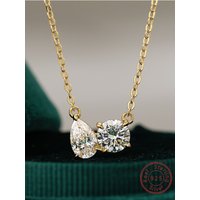 925 Sterling Silver Fashion Romantic Water Drop Round Zircon Necklace For Women Anniversary Weeding High Quality Fine Jewelry