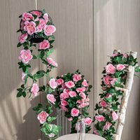 Artificial Rose Silk Flowers Wedding Arch Festival Rattan Fake Plants Outdoor Yard Garland Romantic Home Room Table Decora Gifts
