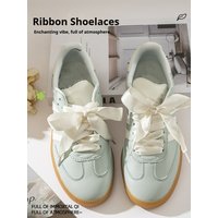 2 Pair Satin Silk Ribbon Shoelaces for Sneaker Flat Shoe Laces Canvas Shoelace 2cm Width 80cm/100cm/120cm/140cm Length