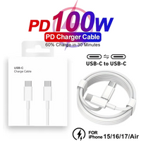 PD 100W USB-C to USB-C Fast Charge Cable For iPhone 17 16 15 Pro Max Samsung Xiaomi Redmi POCO Dual Type C Quick Charging Cables