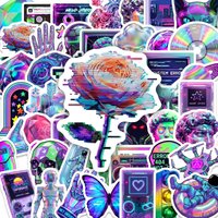 50 PCS No Repeat Neon Stickers Cyberpunk Style Waterproof Decorate Suitcase Scrapbook Skate Helmet Stationery Stickers