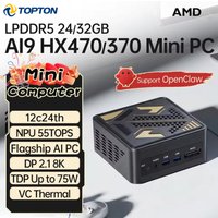 Topton Gaming Mini PC AMD Ryzen AI 9 HX 470 370 H 255 USB4 24G/32G LPDDR5 2*2.5G LAN 2*PCIe Desktop Computer Windows 11 WiFi6E