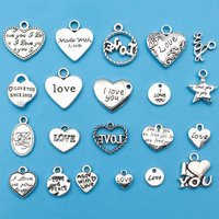 20pcs Heart-shaped Charms Letter "Love" Pendants For DIY Jewelry Making Valentine's Day Anniversary Craft Decoration Supplies