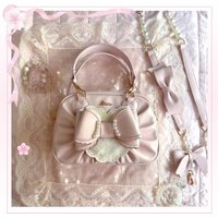 Japanese Original Sweet Cute Girl Pink Ancient Feeling Lolita Bow Pearl Handbag Oblique Span Portable Multi-purpose Women's Bag