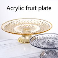Acrylic Round Fruit Salad Plates Kitchen Supplies Crystal Food Serving Holders Plates For Coffee Table Wedding Cupcake Display