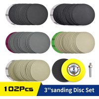 100 Stück 3 Zoll 75 mm Schleifscheiben Nass-Trocken-Klett-Schleifpapier 1/4 Zoll Schaft Schleifpad Schaumstoff-Polierpads Kfz-Polieren