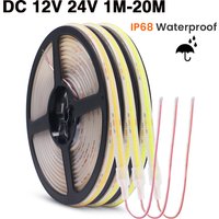 Bande COB étanche IP68, 12V 24V, 320 diodes/M RA90, 3000K, 4000K, 6000K, décoration de jardin, ruban Flexible, lumière LED, 1M, 10M, 20M
