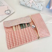 Convenient Makeup Brush Bag Large Capacity Floral Pattern Cosmetic Storage Bag Pink Eyebrow Pencil Box Makeup Brush Organizer