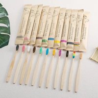 Single Cowhide Wrapped Bamboo Toothbrush Set Natural and Environmentally Friendly Bamboo Toothbrush Tablet One Bag of 10 PCS