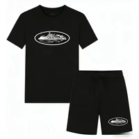 2026 Summer New Small Boat Printed Two-piece T-shirt and Shorts Loose Round Neck Breathable Half Sleeve Casual Fashion Brand