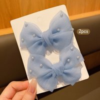 2 blue bow hair clips, cute and sweet style hair accessories suitable for daily use