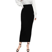 Solid Color Women's Regular Fit Midi Skirt 2025 Elastic Waist Casual Office Slimming Elegant Skirt