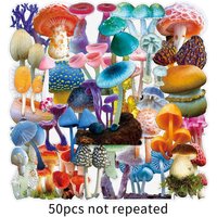 50Pcs Realistic Mushroom PET Transparent Sticker Waterproof Fungi Art Decals for Luggage Fridge Decor BulingBulingStickers Store