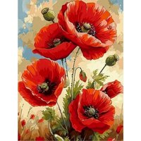 GATYZTORY Painting By Numbers Flowers DIY Pictures By Number Red Poppies Kits Home Decor Drawing On Canvas HandPainted Art Gif