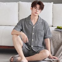 Pajamas for Men In Summer Soft and Comfortable Short Sleeved Cartoon High-End Home Clothes Button Top and Pants Sleepwear