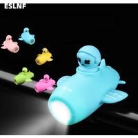 Silicone Bike Light with Horn USB Rechargeable Waterproof Plane Cartoon Pilot for Mountain/Road/Kids Bikes