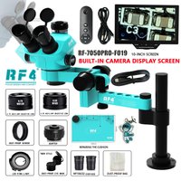 RF4 Stereo Trinocular Microscope 10Inch Display Screen Camera 360 ° Rotation Articulating Arm Stands Phone Soldering PCB Repair