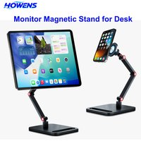 HOWENS Magnetic 360° Rotating Phone Tablet Stand Aluminum Alloy 4.7-13.3" Portable Monitor Holder Strong Load Desktop Mount Arm