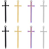 New 10pcs Stainless Steel Cross Knight Sword Charms For Jewelry Making Weapons Pendant DIY Handmade Necklace Jewelry Accessories