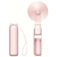 Pink Portable Mini Fan USB Rechargeable 3speed Adjustable Foldable Handheld Fan Suitable for Women Travel Outdoor Use power bank