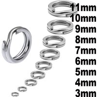 50pcs/lot Stainless Steel Split Ring Fishing Double Oval Solid Split Ring Accessories For Fishing Hook Snap Lure Swivel DIY Key