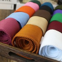 New Winter 7cm Width Knitted Neck Ties For Men Women Solid Color Black Khaki Brown Neckties Luxury Casual Tie Shirt Accessories
