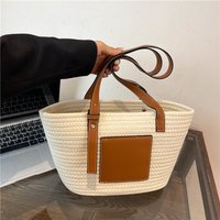 Stylish Casual Straw Woven Handbag Women's 2024 Summer Korean Version Trendy Tote Bag Commuter Single Shoulder Bag