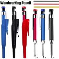 Red Black Blue 2.8mm All Metal Woodworking Automatic Pencil Set with Pen Cover 2B Lead Deep Hole Marking Engineering Drawing Pen