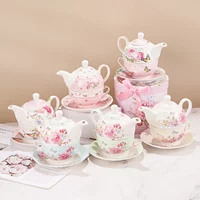 Porcelain Teapot Teacup Saucer Set Chinese Flower Design Coffee Tea Pot Cup for One Set
