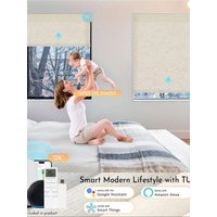 2026 New Design Hot Sale Blackout Linen Fabric Tuya App Homekit Control Motorized Easy Install No Drill Roller Blinds For Home