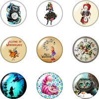 Alice in Wonderland Cheshire Cat March Hare 10p Round 12mm/18mm/20mm photo glass cabochon flat back making Findings for Necklace
