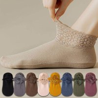 1pair Women Lace Hollow-Out Silicone Anti-Slip Thickened Warm Socks Soft Comfortable Breathable Casual Sock High Quality