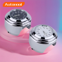 2pcs 22-25mm Motorcycle Handlebar Clock Thermometer Luminous Waterproof Dial Motorbike Handlebar Mount For Yamaha Kawasaki Etc