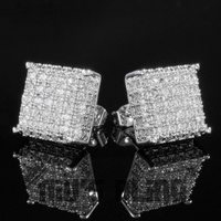 Fashion Women Men Stud Earrings Classic Square Shaped Ear Stud Piercing Sparkling Cubic Zircon Temperament Jewelry