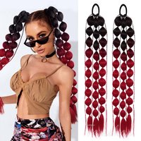 Synthetic 2Pcs Lightweight Colored Bubble Ponytail Extensions for Crazy Hair Day Accessories for Girls Kids Women Festival Rave