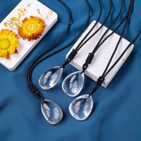 1PC Natural Clear Quartz Water Droplet Gemstone Pendant Energy Healing Crystal Charms Necklace For Women Gift