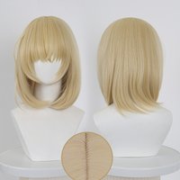 Synthetic Short Platinum Blonde Bob Wig with Top Scalp for Cosplay Party Costume Fashion Women Anime Style
