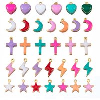 20pcs Stainless Steel Enamel Colorful Charm Cross Heart Moon Star Pendant for DIY Women Jewelry Making Necklace Earring Supplies