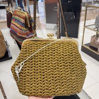 Kisslock Frame Shoulder Raffia Clip Straw Beach Bag For Women Luxury Designer Handbag Purse 2026 New In Hollow Underarm Shoulder