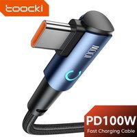 Toocki USB C to USB Type C Cable 90 Degree 100W Fast Charging Charger Cord for Macbook iPhone 15 Samsung Xiaomi Huawei POCO