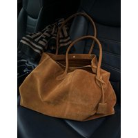 Luxury Suede Tote Bag Women's Large Capaci Unique Sle Underarm Bag Casual Magnetic Bule Closure Soft Square ape