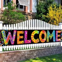 1pc, 2D flat, brightly colored welcome banner, polyester, suitable for indoor and outdoor holiday decorations, photo booths, wsj