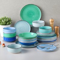 vancasso 12/18/24PCS Ceramic Dinnerware Set Color Handpainted Spirals Pattern 4/6PCS Dinner Plates/Dessert/Bowl/Soup Plates