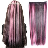 Jeedou Piano Color Hairpiece Clip-In Hair Extension 5-Clips One Piece Long Straight Synthetic Hair For Girls Ladies Daily Use