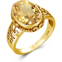 Yellow Gold Citrine Ring For Women 10*14mm Oval Cut Stone Art Deco Luck Birthstone Jewelry Trending Luxury Wedding Party Gift