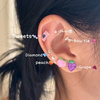 10 Patches Cherry Strawberry Ear Point Stickers Ear Pressure Stick Acupuncture Auricular Ear Stickers Massage Seeds Stickers