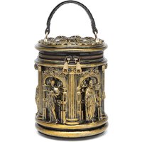 Vintage Retro Roman Column Bag 2026 Luxury Brand Antique Gold Relief Handbag Fashion Cylinder Barrel Shoulder Bag 3D Sculpture T